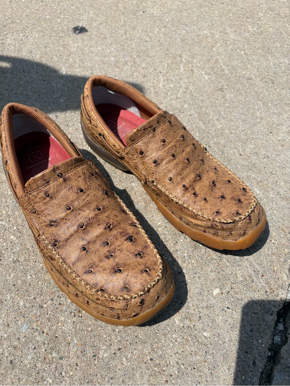 Twisted X Men's Tan Ostrich-Textured Slip-On Loafers